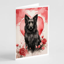 Load image into Gallery viewer, Belgian Sheepdog Valentine Roses Greeting Cards - Blank Note Cards – 8-Pack of Artist-Designed Cards with Envelopes