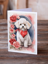 Load image into Gallery viewer, Bichon Frise Valentine Roses Greeting Cards - Blank Note Cards – 8-Pack of Artist-Designed Cards with Envelopes