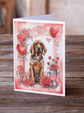 Load image into Gallery viewer, Bloodhound Valentine Roses Greeting Cards - Blank Note Cards – 8-Pack of Artist-Designed Cards with Envelopes