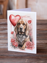 Load image into Gallery viewer, Bloodhound Valentine Roses Greeting Cards - Blank Note Cards – 8-Pack of Artist-Designed Cards with Envelopes