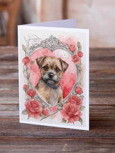 Load image into Gallery viewer, Border Terrier Valentine Roses Greeting Cards - Blank Note Cards – 8-Pack of Artist-Designed Cards with Envelopes