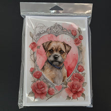Load image into Gallery viewer, Border Terrier Valentine Roses Greeting Cards - Blank Note Cards – 8-Pack of Artist-Designed Cards with Envelopes