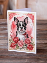 Load image into Gallery viewer, Boston Terrier Valentine Roses Greeting Cards - Blank Note Cards – 8-Pack of Artist-Designed Cards with Envelopes
