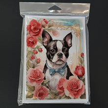 Load image into Gallery viewer, Boston Terrier Valentine Roses Greeting Cards - Blank Note Cards – 8-Pack of Artist-Designed Cards with Envelopes