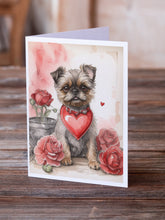 Load image into Gallery viewer, Brussels Griffon Valentine Roses Greeting Cards - Blank Note Cards – 8-Pack of Artist-Designed Cards with Envelopes