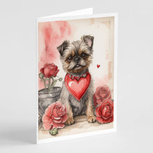 Load image into Gallery viewer, Brussels Griffon Valentine Roses Greeting Cards - Blank Note Cards – 8-Pack of Artist-Designed Cards with Envelopes