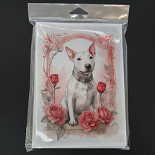 Load image into Gallery viewer, Bull Terrier Valentine Roses Greeting Cards - Blank Note Cards – 8-Pack of Artist-Designed Cards with Envelopes