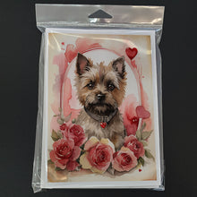 Load image into Gallery viewer, Cairn Terrier Valentine Roses Greeting Cards - Blank Note Cards – 8-Pack of Artist-Designed Cards with Envelopes