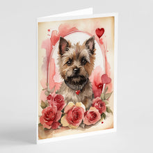 Load image into Gallery viewer, Cairn Terrier Valentine Roses Greeting Cards - Blank Note Cards – 8-Pack of Artist-Designed Cards with Envelopes