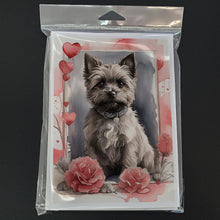 Load image into Gallery viewer, Cairn Terrier Valentine Roses Greeting Cards - Blank Note Cards – 8-Pack of Artist-Designed Cards with Envelopes