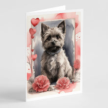 Load image into Gallery viewer, Cairn Terrier Valentine Roses Greeting Cards - Blank Note Cards – 8-Pack of Artist-Designed Cards with Envelopes