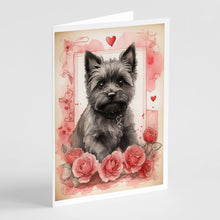 Load image into Gallery viewer, Cairn Terrier Valentine Roses Greeting Cards - Blank Note Cards – 8-Pack of Artist-Designed Cards with Envelopes
