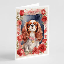 Load image into Gallery viewer, Cavalier Spaniel Valentine Roses Greeting Cards - Blank Note Cards – 8-Pack of Artist-Designed Cards with Envelopes