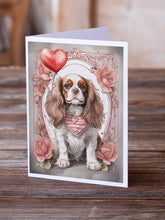 Load image into Gallery viewer, Cavalier Spaniel Valentine Roses Greeting Cards - Blank Note Cards – 8-Pack of Artist-Designed Cards with Envelopes