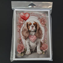 Load image into Gallery viewer, Cavalier Spaniel Valentine Roses Greeting Cards - Blank Note Cards – 8-Pack of Artist-Designed Cards with Envelopes