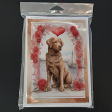 Load image into Gallery viewer, Chesapeake Bay Retriever Valentine Roses Greeting Cards - Blank Note Cards – 8-Pack of Artist-Designed Cards with Envelopes