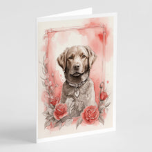 Load image into Gallery viewer, Chesapeake Bay Retriever Valentine Roses Greeting Cards - Blank Note Cards – 8-Pack of Artist-Designed Cards with Envelopes