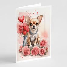 Load image into Gallery viewer, Chihuahua Valentine Roses Greeting Cards - Blank Note Cards – 8-Pack of Artist-Designed Cards with Envelopes