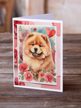 Load image into Gallery viewer, Chow Chow Valentine Roses Greeting Cards - Blank Note Cards – 8-Pack of Artist-Designed Cards with Envelopes