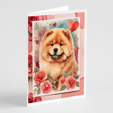 Load image into Gallery viewer, Chow Chow Valentine Roses Greeting Cards - Blank Note Cards – 8-Pack of Artist-Designed Cards with Envelopes