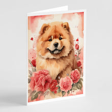 Load image into Gallery viewer, Chow Chow Valentine Roses Greeting Cards - Blank Note Cards – 8-Pack of Artist-Designed Cards with Envelopes