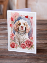 Load image into Gallery viewer, Clumber Spaniel Valentine Roses Greeting Cards - Blank Note Cards – 8-Pack of Artist-Designed Cards with Envelopes