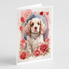 Load image into Gallery viewer, Clumber Spaniel Valentine Roses Greeting Cards - Blank Note Cards – 8-Pack of Artist-Designed Cards with Envelopes
