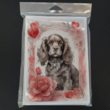 Load image into Gallery viewer, Cocker Spaniel Valentine Roses Greeting Cards - Blank Note Cards – 8-Pack of Artist-Designed Cards with Envelopes