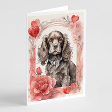 Load image into Gallery viewer, Cocker Spaniel Valentine Roses Greeting Cards - Blank Note Cards – 8-Pack of Artist-Designed Cards with Envelopes