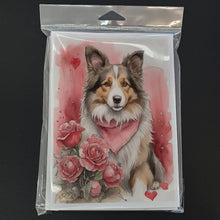Load image into Gallery viewer, Collie Valentine Roses Greeting Cards - Blank Note Cards – 8-Pack of Artist-Designed Cards with Envelopes
