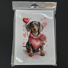 Load image into Gallery viewer, Dachshund Valentine Roses Greeting Cards - Blank Note Cards – 8-Pack of Artist-Designed Cards with Envelopes