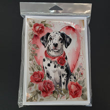 Load image into Gallery viewer, Dalmatian Valentine Roses Greeting Cards - Blank Note Cards – 8-Pack of Artist-Designed Cards with Envelopes