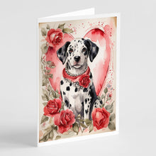 Load image into Gallery viewer, Dalmatian Valentine Roses Greeting Cards - Blank Note Cards – 8-Pack of Artist-Designed Cards with Envelopes