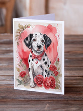 Load image into Gallery viewer, Dalmatian Valentine Roses Greeting Cards - Blank Note Cards – 8-Pack of Artist-Designed Cards with Envelopes