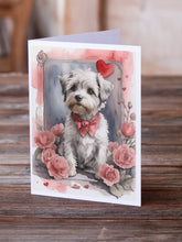 Load image into Gallery viewer, Dandie Dinmont Terrier Valentine Roses Greeting Cards - Blank Note Cards – 8-Pack of Artist-Designed Cards with Envelopes