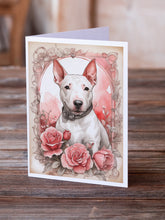 Load image into Gallery viewer, English Bull Terrier Valentine Roses Greeting Cards - Blank Note Cards – 8-Pack of Artist-Designed Cards with Envelopes