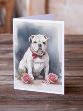Load image into Gallery viewer, English Bulldog Valentine Roses Greeting Cards - Blank Note Cards – 8-Pack of Artist-Designed Cards with Envelopes