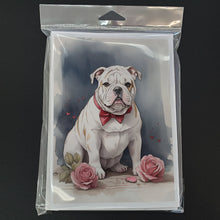 Load image into Gallery viewer, English Bulldog Valentine Roses Greeting Cards - Blank Note Cards – 8-Pack of Artist-Designed Cards with Envelopes