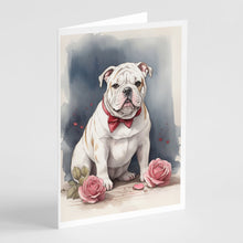 Load image into Gallery viewer, English Bulldog Valentine Roses Greeting Cards - Blank Note Cards – 8-Pack of Artist-Designed Cards with Envelopes