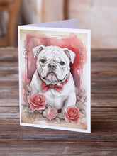 Load image into Gallery viewer, English Bulldog Valentine Roses Greeting Cards - Blank Note Cards – 8-Pack of Artist-Designed Cards with Envelopes