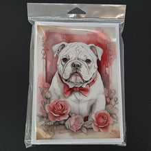 Load image into Gallery viewer, English Bulldog Valentine Roses Greeting Cards - Blank Note Cards – 8-Pack of Artist-Designed Cards with Envelopes