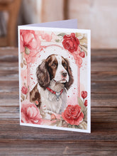 Load image into Gallery viewer, English Springer Spaniel Valentine Roses Greeting Cards - Blank Note Cards – 8-Pack of Artist-Designed Cards with Envelopes