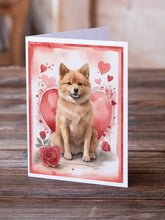 Load image into Gallery viewer, Finnish Spitz Valentine Roses Greeting Cards - Blank Note Cards – 8-Pack of Artist-Designed Cards with Envelopes