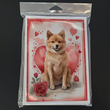 Load image into Gallery viewer, Finnish Spitz Valentine Roses Greeting Cards - Blank Note Cards – 8-Pack of Artist-Designed Cards with Envelopes