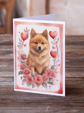 Load image into Gallery viewer, Finnish Spitz Valentine Roses Greeting Cards - Blank Note Cards – 8-Pack of Artist-Designed Cards with Envelopes