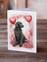 Load image into Gallery viewer, Flat-Coated Retriever Valentine Roses Greeting Cards - Blank Note Cards – 8-Pack of Artist-Designed Cards with Envelopes
