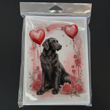 Load image into Gallery viewer, Flat-Coated Retriever Valentine Roses Greeting Cards - Blank Note Cards – 8-Pack of Artist-Designed Cards with Envelopes