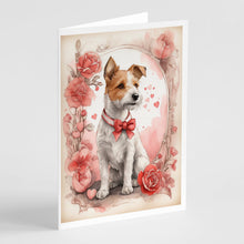 Load image into Gallery viewer, Fox Terrier Valentine Roses Greeting Cards - Blank Note Cards – 8-Pack of Artist-Designed Cards with Envelopes