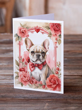Load image into Gallery viewer, French Bulldog Valentine Roses Greeting Cards - Blank Note Cards – 8-Pack of Artist-Designed Cards with Envelopes