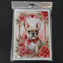 Load image into Gallery viewer, French Bulldog Valentine Roses Greeting Cards - Blank Note Cards – 8-Pack of Artist-Designed Cards with Envelopes